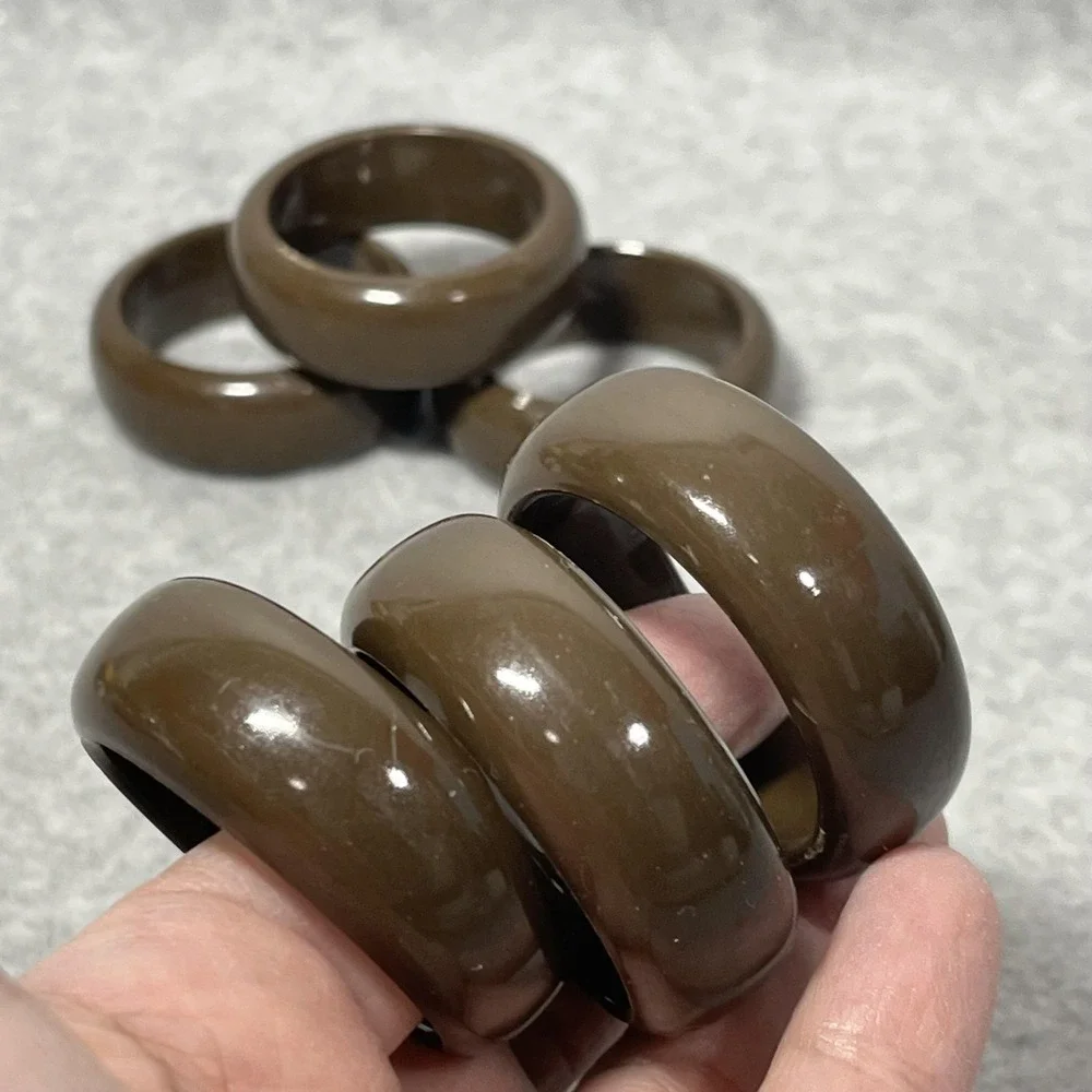 Vintage Plastic Napkin Rings Brown Set Of 6 Round Solid‎ Table Dining Decor Home